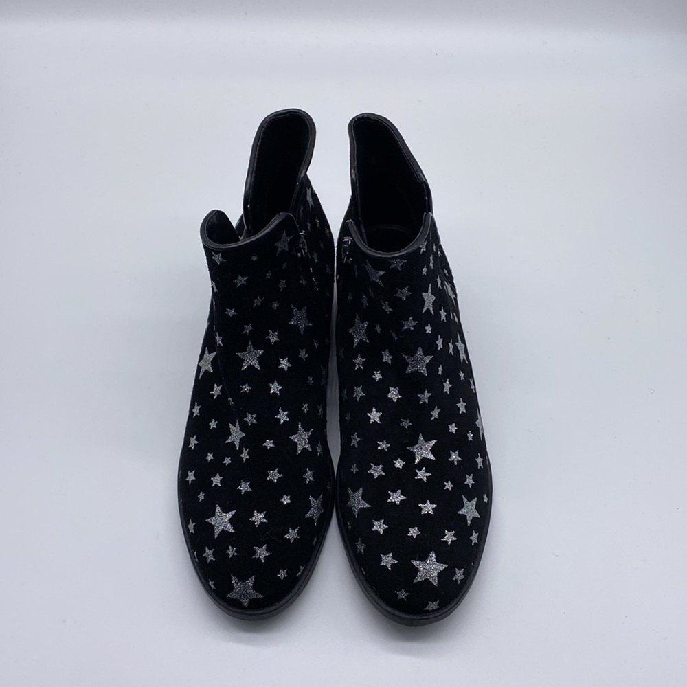 STEVE MADDEN Delila Bootie Black Metallic Glitter Star Ankle Boots